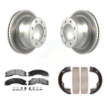 Rear Disc Coated Rotors Ceramic Pads And Parking Brake Shoes Kit For GMC Savana 3500 KGT-103770