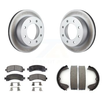 Rear Disc Coated Rotors Ceramic Pads Parking Shoes Kit For 12 GMC Savana 3500 Cutaway Van KGT-103773