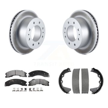 Rear Disc Coated Rotors Ceramic Pads & Parking Shoes Kit For GMC Sierra 2500 HD Chevrolet KGT-103775