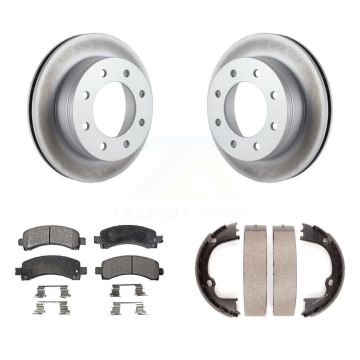 Rear Disc Coated Rotors Ceramic Pads & Parking Shoes Kit For Chevrolet Express 2500 3500 KGT-103777