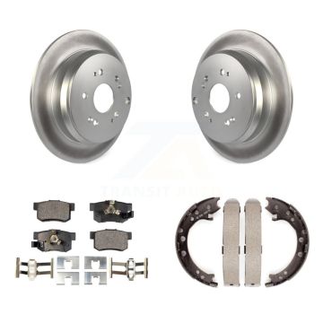 Rear Disc Coated Rotors Ceramic Pads And Parking Brake Shoes Kit For Honda CR-V Acura RDX KGT-103782