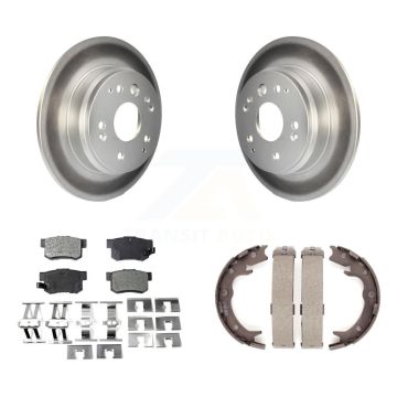 Rear Disc Coated Rotors Ceramic Pads & Parking Brake Shoes Kit For Acura TL Honda Element KGT-103783