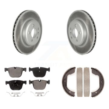 Rear Disc Coated Rotors Ceramic Pads Parking Shoes Kit For BMW 535i GT xDrive 740Li 740i KGT-103785