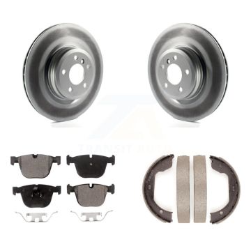 Rear Disc Coated Rotors Ceramic Pads Parking Shoes Kit For BMW 750i xDrive 750Li 550i GT KGT-103786