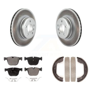 Rear Disc Coated Rotors Ceramic Pads And Parking Brake Shoes Kit For BMW X5 X6 KGT-103787