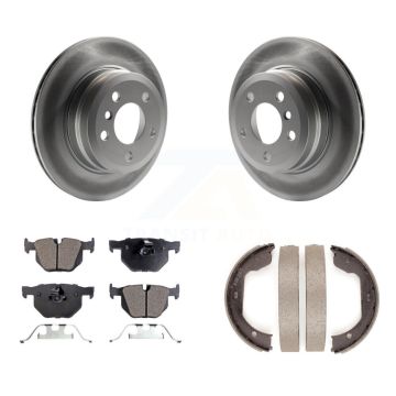 Rear Disc Coated Rotors Ceramic Pads And Parking Brake Shoes Kit For BMW X5 X6 KGT-103788