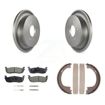 Rear Disc Coated Rotors Ceramic Pads Parking Shoes Kit For Ford F-150 Heritage Expedition KGT-103792