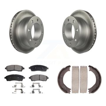 Rear Disc Coated Rotors Ceramic Pads & Parking Shoes Kit For Ford F-350 Super Duty F-250 KGT-103795