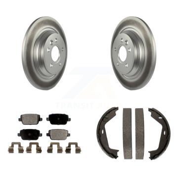 Rear Disc Coated Rotors Ceramic Pads Parking Brake Shoes Kit For 2008-2009 Volvo S80 FWD KGT-103801
