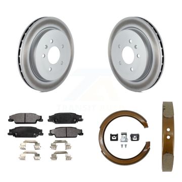 Rear Disc Coated Rotors Ceramic Pads And Parking Brake Shoes Kit For Cadillac CTS STS KGT-103802