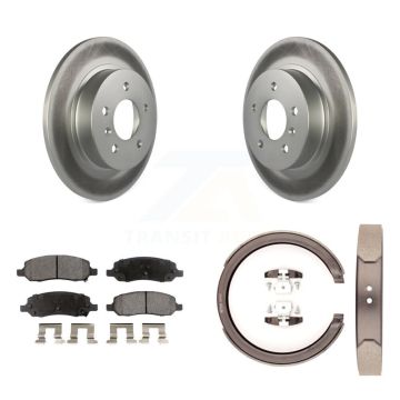 Rear Disc Coated Rotors Ceramic Pads Parking Shoes Kit For Cadillac DTS With 5 Lug Wheels KGT-103806