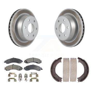 Rear Disc Coated Rotors Ceramic Pads & Parking Shoes Kit For Chevrolet Silverado 1500 GMC KGT-103808