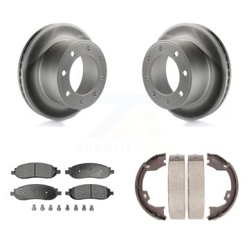 Rear Disc Coated Rotors Ceramic Pads & Parking Shoes Kit For Ford F-350 Super Duty F-250 KGT-103813