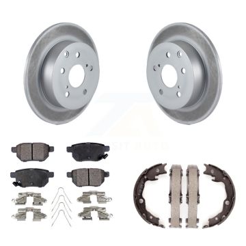 Rear Disc Coated Rotors Ceramic Pads & Parking Brake Shoes Kit For 2010 Toyota Matrix XRS KGT-103817