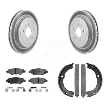 Rear Disc Coated Rotors Ceramic Pads Parking Shoes Kit For Chevrolet Camaro Cadillac CTS KGT-103823