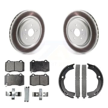 Rear Disc Coated Rotors Ceramic Pads Parking Shoes Kit For Chevrolet Camaro Cadillac CTS KGT-103824