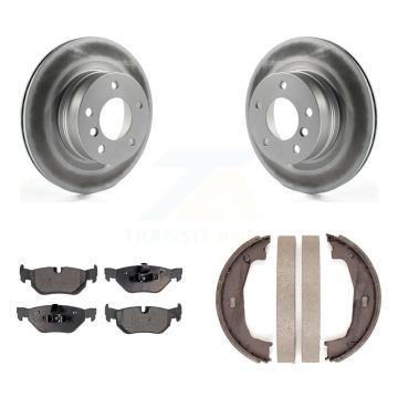 Rear Disc Coated Rotors Ceramic Pads And Parking Brake Shoes Kit For 2008-2013 BMW 128i KGT-103825