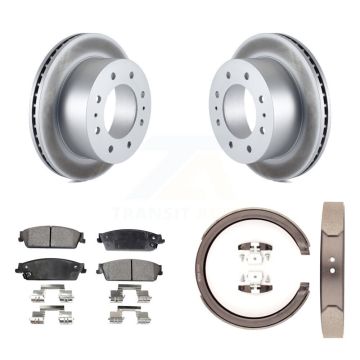 Rear Disc Coated Rotors Ceramic Pads Parking Brake Shoes Kit For Chevrolet Silverado 1500 KGT-103829