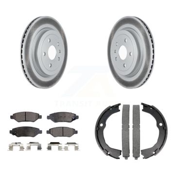 Rear Disc Coated Rotors Ceramic Pads And Parking Brake Shoes Kit For Cadillac CTS KGT-103831