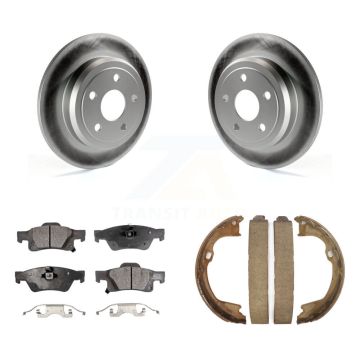 Rear Disc Coated Rotors Ceramic Pads Parking Brake Shoes Kit For Dodge Durango Jeep Grand KGT-103834