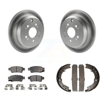 Rear Disc Coated Rotors Ceramic Pads Parking Brake Shoes Kit For 2005-2010 Honda Odyssey KGT-103842