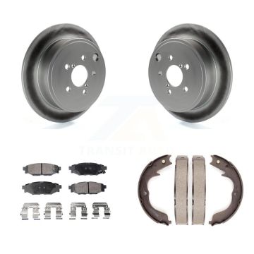 Rear Disc Coated Rotors Ceramic Pads Parking Shoes Kit For Subaru Impreza Forester Legacy KGT-103844