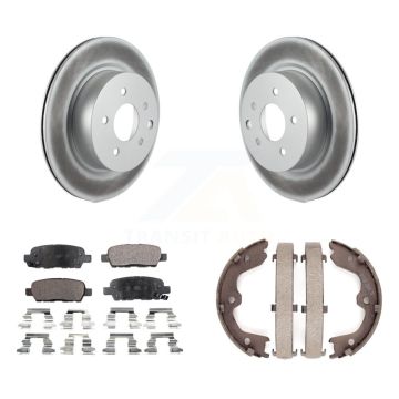 Rear Disc Coated Rotors Ceramic Pads Parking Shoes Kit For INFINITI Nissan Maxima G37 G35 KGT-103853