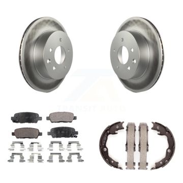 Rear Disc Coated Rotors Ceramic Pads Parking Shoes Kit For Nissan Rogue LEAF Juke Select KGT-103856