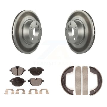 Rear Disc Coated Rotors Ceramic Pads & Parking Brake Shoes Kit For 2011 BMW X3 xDrive28i KGT-103870