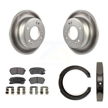 Rear Disc Coated Rotors Ceramic Pads And Parking Shoes Kit For 2011-2016 Kia Sportage FWD KGT-103878