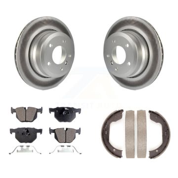 Rear Disc Coated Rotors Ceramic Pads And Parking Shoes Kit For BMW 530xi 528i xDrive 535i KGT-103883
