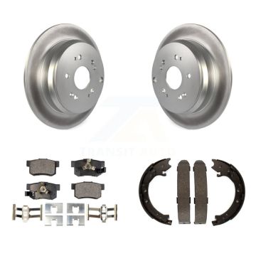Rear Disc Coated Rotors Ceramic Pads And Parking Brake Shoes Kit For 2005-2006 Honda CR-V KGT-103903