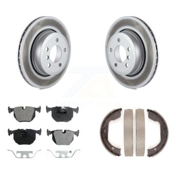 Rear Disc Coated Rotors Ceramic Pads And Parking Brake Shoes Kit For 2004-2010 BMW X3 KGT-103906