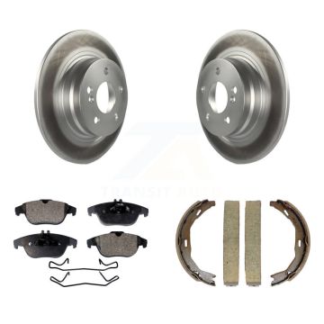 Rear Disc Coated Rotors Ceramic Pads & Parking Shoes Kit For Mercedes-Benz C300 C250 C230 KGT-103929