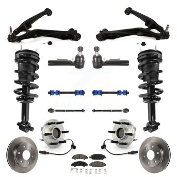 Front Disc Rotors Brake Pads Bearings Arms Shock Suspension Kit (15Pc) For GMC Sierra 1500 KM-100183