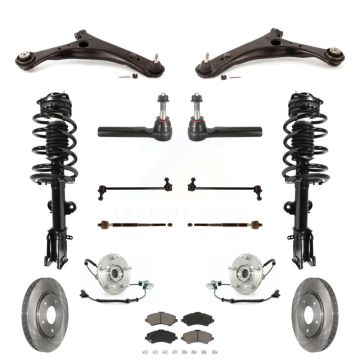 Front Disc Rotor Brake Pad Bearing Shock Suspension Kit (15Pc) For Chrysler Town & Country KM-100209