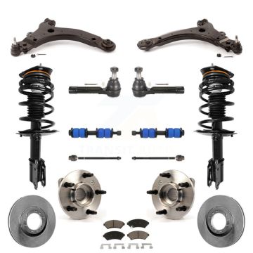 Front Rotors Brake Pads Bearings Suspension Kit (15Pc) For 2003 Pontiac Grand Prix Non-ABS KM-100243