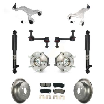 Rear Disc Rotor Brake Pad Bearing Suspension Kit (11Pc) For 2007-2009 Hyundai Santa Fe FWD KM-100315