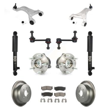 Rear Disc Rotor Brake Pad Bearing Suspension Kit (11Pc) For 2007-2009 Hyundai Santa Fe FWD KM-100334