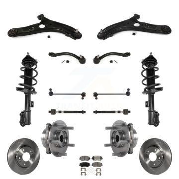 Front Disc Rotors Brake Pad Bearing Suspension Kit (15Pc) For 2017 Hyundai Elantra GT Base KM-100387