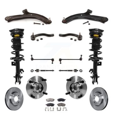 Front Disc Rotors Brake Pad Bearing Arms Shock Suspension Kit (15Pc) For Nissan Versa Cube KM-100389