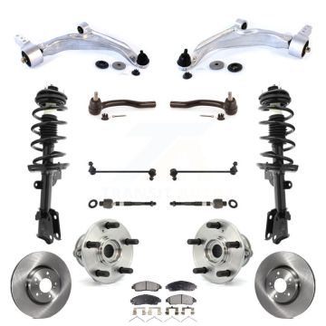 Front Disc Rotors Brake Pads Bearing Shock Suspension Kit (15Pc) For 2009-2015 Honda Pilot KM-100392