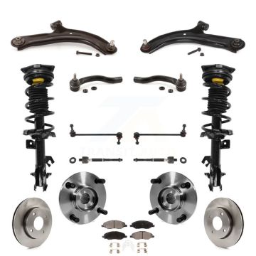 Front Disc Rotors Brake Pads Bearing Shock Assembly Suspension Kit (15Pc) For Nissan Versa KM-100399