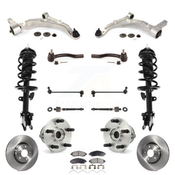 Front Disc Rotor Brake Pad Bearing Arms Shock Assembly Suspension Kit (15Pc) For Acura MDX KM-100401