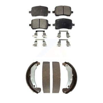 Front Rear Ceramic Brake Pads & Drum Shoe Kit For Chevrolet Cobalt Saturn Ion Pontiac HHR KTN-100003