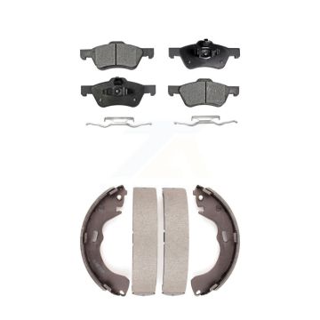 Front Rear Ceramic Brake Pads Drum Shoe Kit For Ford Escape Mazda Tribute Mercury Mariner KTN-100009
