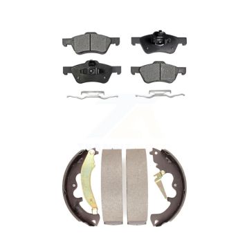 Front Rear Ceramic Brake Pads Drum Shoe Kit For Ford Escape Mazda Tribute Mercury Mariner KTN-100010