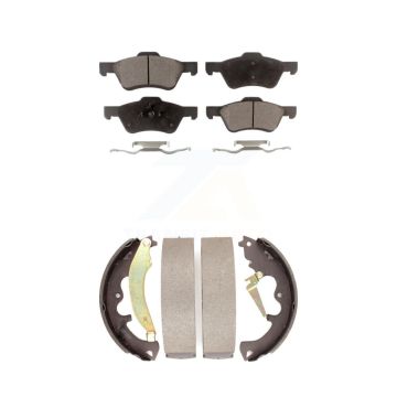 Front Rear Ceramic Brake Pads And Drum Shoes Kit For Ford Escape Mercury Mariner KTN-100011