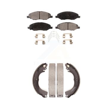 Front Rear Ceramic Brake Pads And Drum Shoes Kit For 2009-2011 Nissan Versa 1.6L KTN-100031