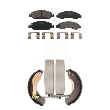 Front Rear Ceramic Brake Pads And Drum Shoes Kit For Chevrolet GMC Silverado 1500 Sierra KTN-100032